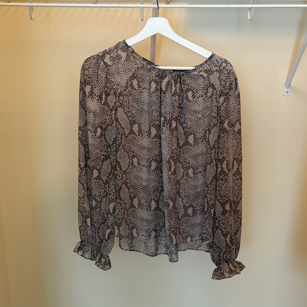 Sincerely Jules Brown Snakeskin Blouse